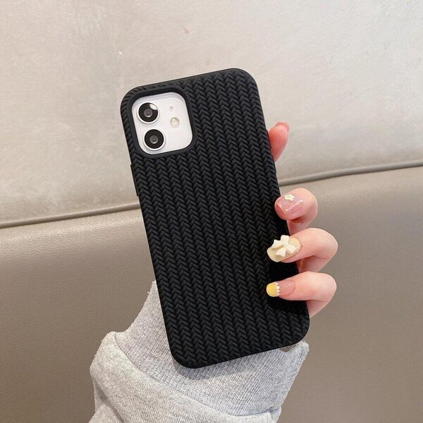 เคสไอโฟนลายถักแบบพรีเมียม (สีดำ)