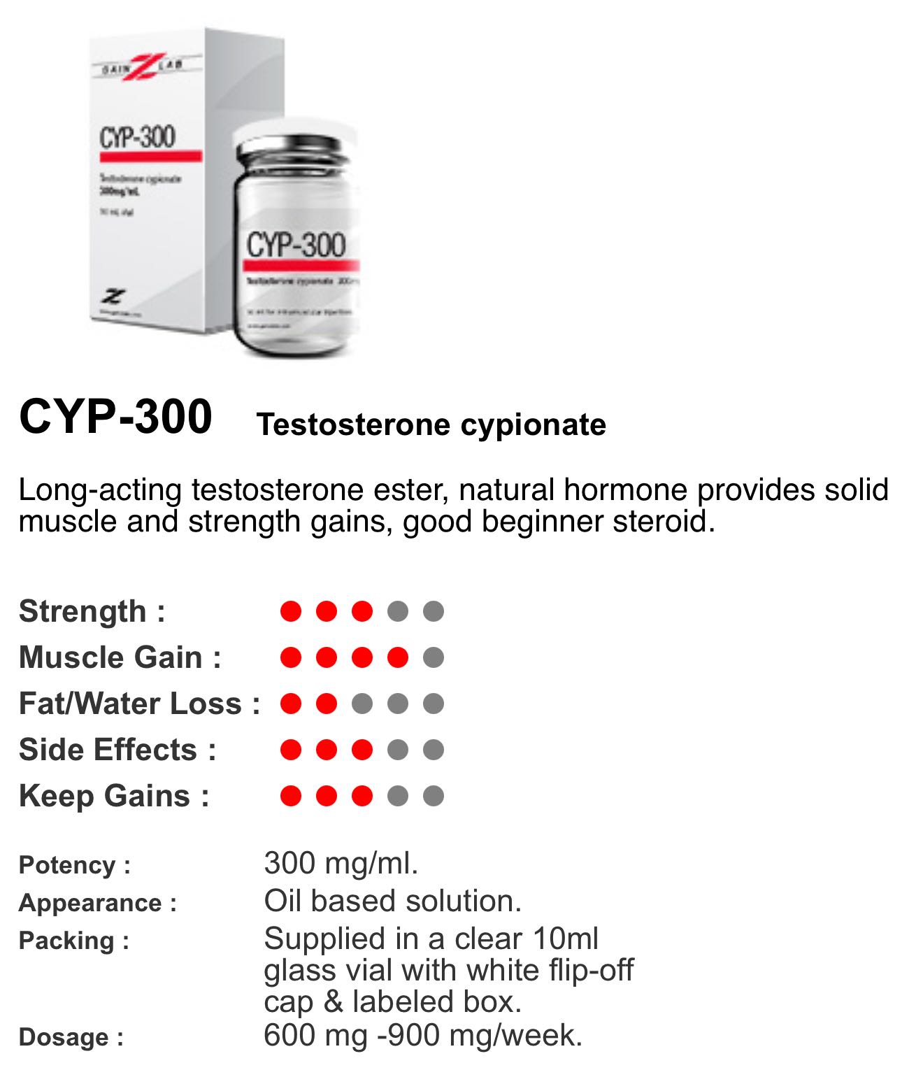 Test - C 300 Cypionex GainZ GZ Test C