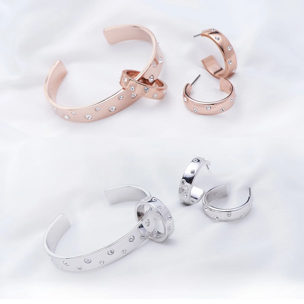 CrystalWork Set ต่างหู แหวน กำไร Cosmos สี Rose gold/Sliver