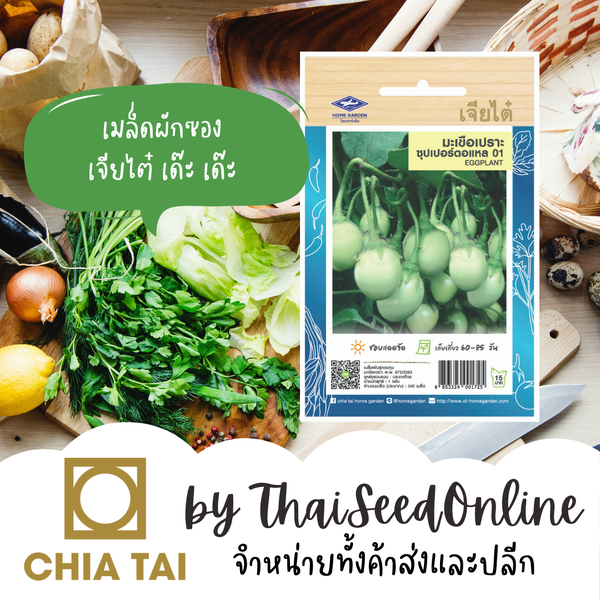 CTOP เมล็ดพันธุ์ มะเขือตอแหล ซุปเปอร์ตอแหล01 ตราเจียไต๋ Small Light Green EGGPLANT