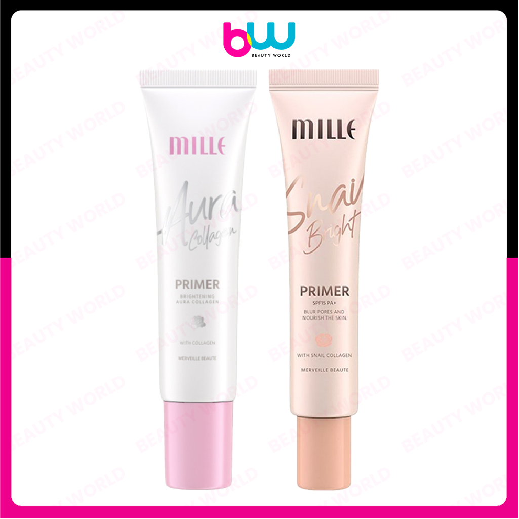 Mille Primmer Brightening Snail & Auro มิลเล่ ไพรเมอร์ ไบรท์เทนนื่ง สเนล ออร่า 8 กรัม (เลือกสูตร)