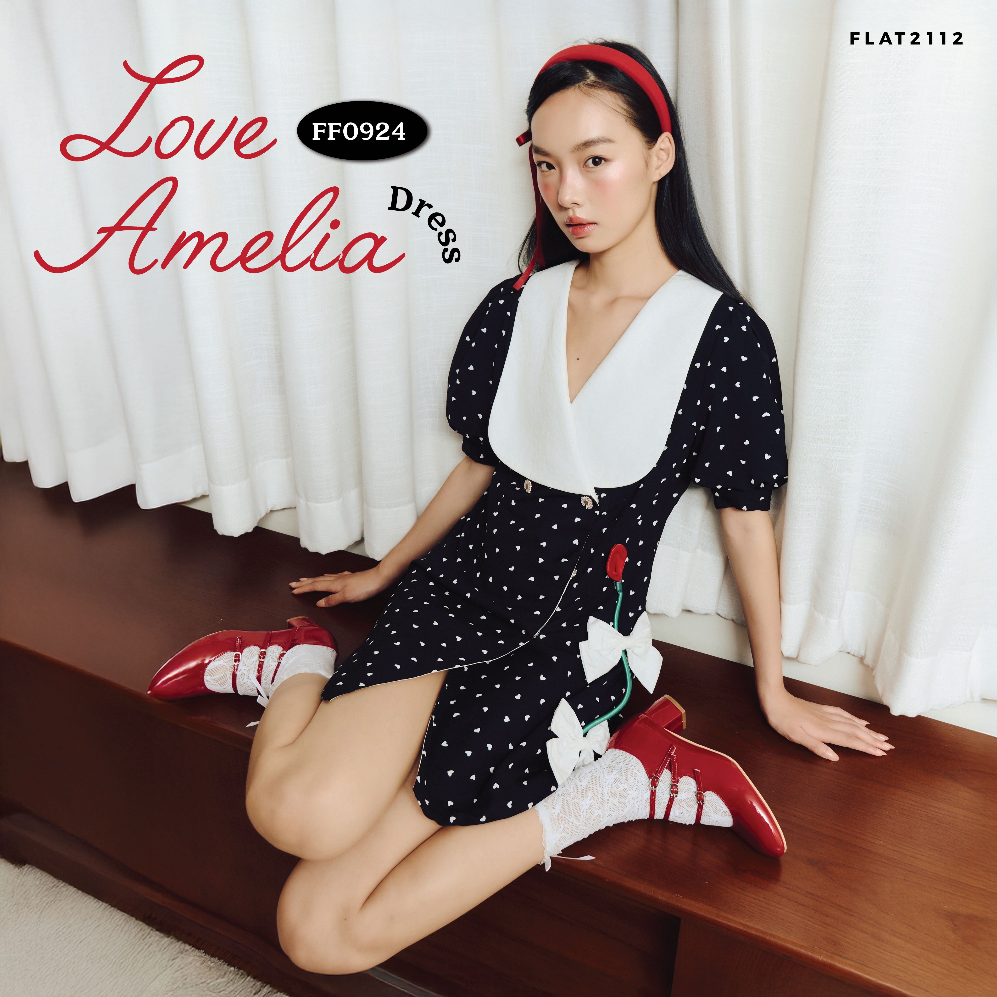 FLAT2112 FF0924 : LOVE AMELIA DRESS  มินิเดรส เดรสลายหัวใจ เดรสออกงาน ชุดเดรส