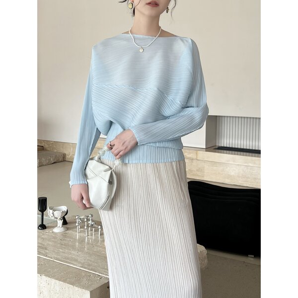 2MUAY รุ่น GJO11017 เสื้อพลีทคุณภาพ CHIC ASYMMETRIC PLEATED TOP 10 สี FREE SIZE