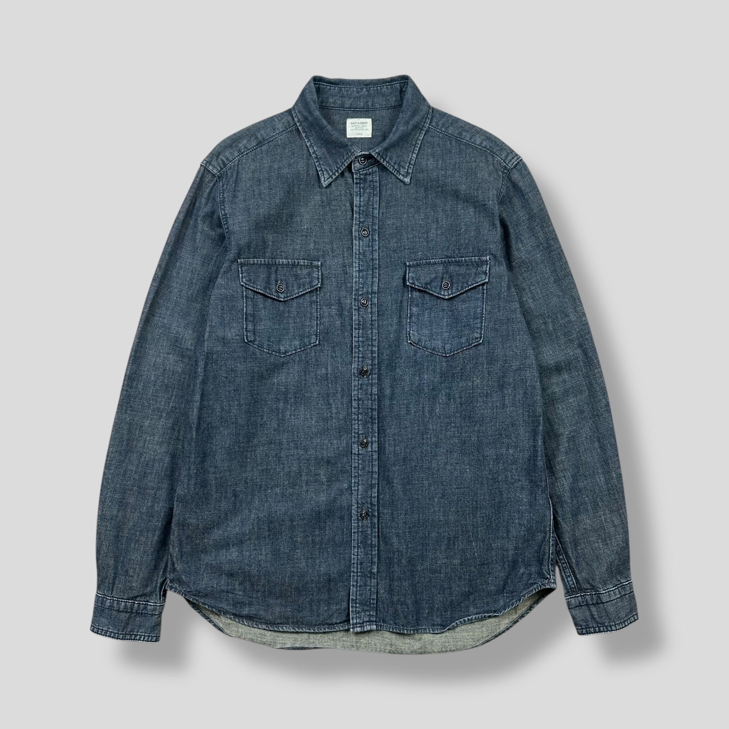 BACK NUMBER DENIM TWO POCKET SHIRT 