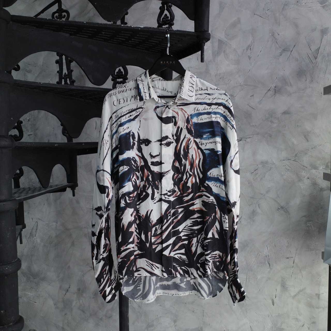 DIOR RAYMOND PETTIBON MONA LISA PRINT SILK SHIRT