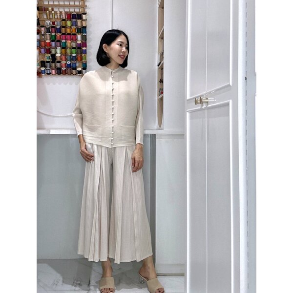 กก ยาว 34นิ้ว 2MUAY รุ่น GJO2066/ GJO3892 เซ็ตพลีทคุณภาพ CHINESE BUTTON FRONT TOP WITH WIDE LEG P...