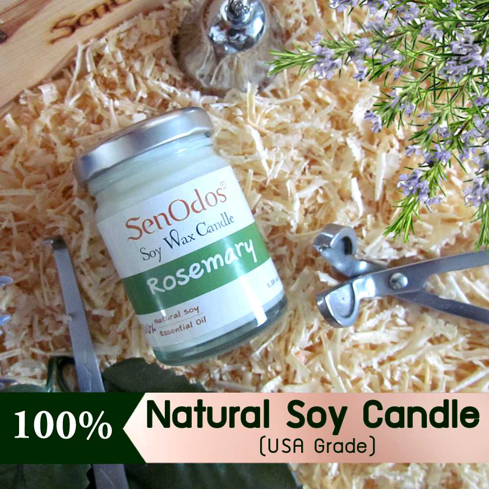 เทียนหอม อโรม่า เทียนหอมสปา Rosemary  Scented Soy Candle Aroma 45 g - กลิ่นโรสแมรี่แท้