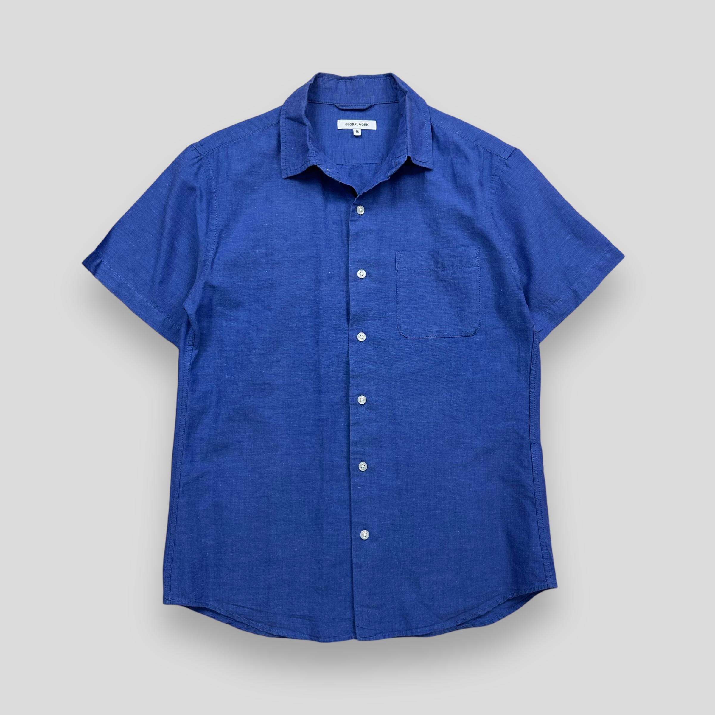 GLOBAL WORK LINEN BLEND SHORT SLEEVE POCKET SHIRT 