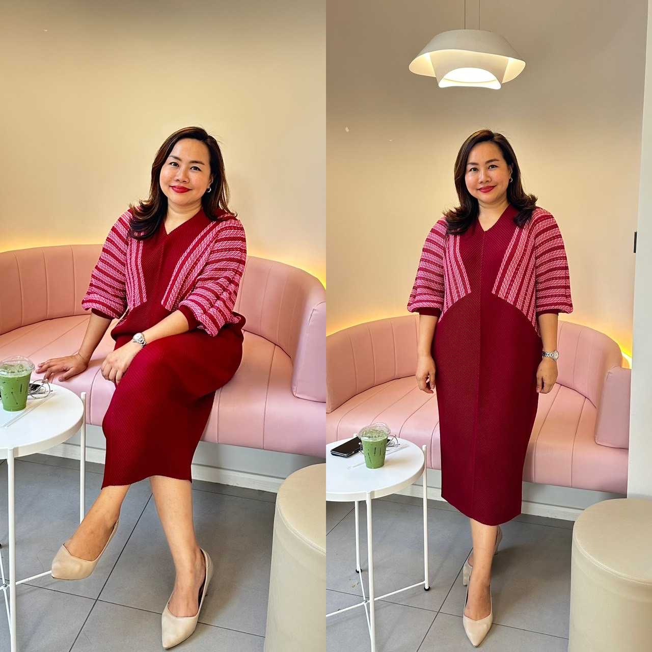 Pleatbynisa A654 เดรสอัดพลีท เนื้อผ้าPolyester100%