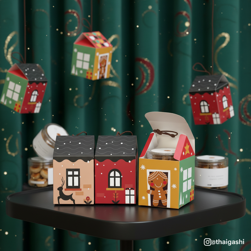 คุกกี้สิงคโปร์ในกล่องคริสมาสน่ารัก