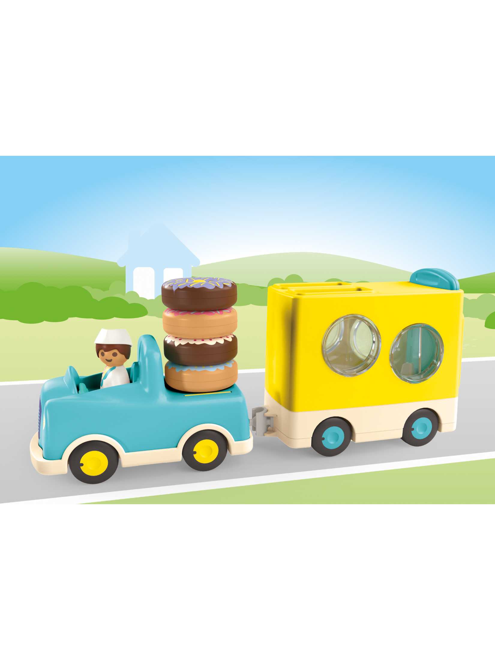 Playmobil 71702 JUNIOR Crazy Donut Truck with Stacking and Sorting Feature จูเนียร์ รถบรรทุกโดนัท