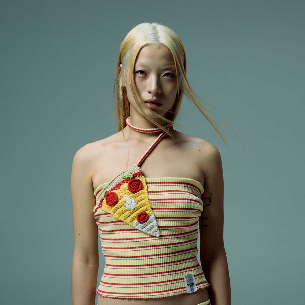BLACKDOG BKK - RS2406 - Pizza tube top - เกาะอกผ้ายืดตกแต่งงานถักมือ