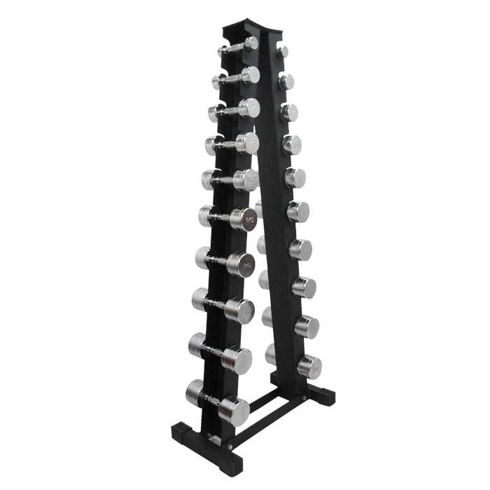 Goldmare Dumbbell ดัมเบลด้ามเหล็ก ชุปโครเมี่ยมชุด 10 คู่ พร้อมชั้นวาง A (สีดำ)
