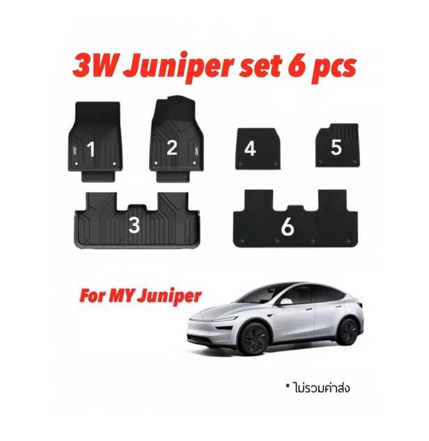 Model Y Juniper car mat with carpet set 6 ชิ้น