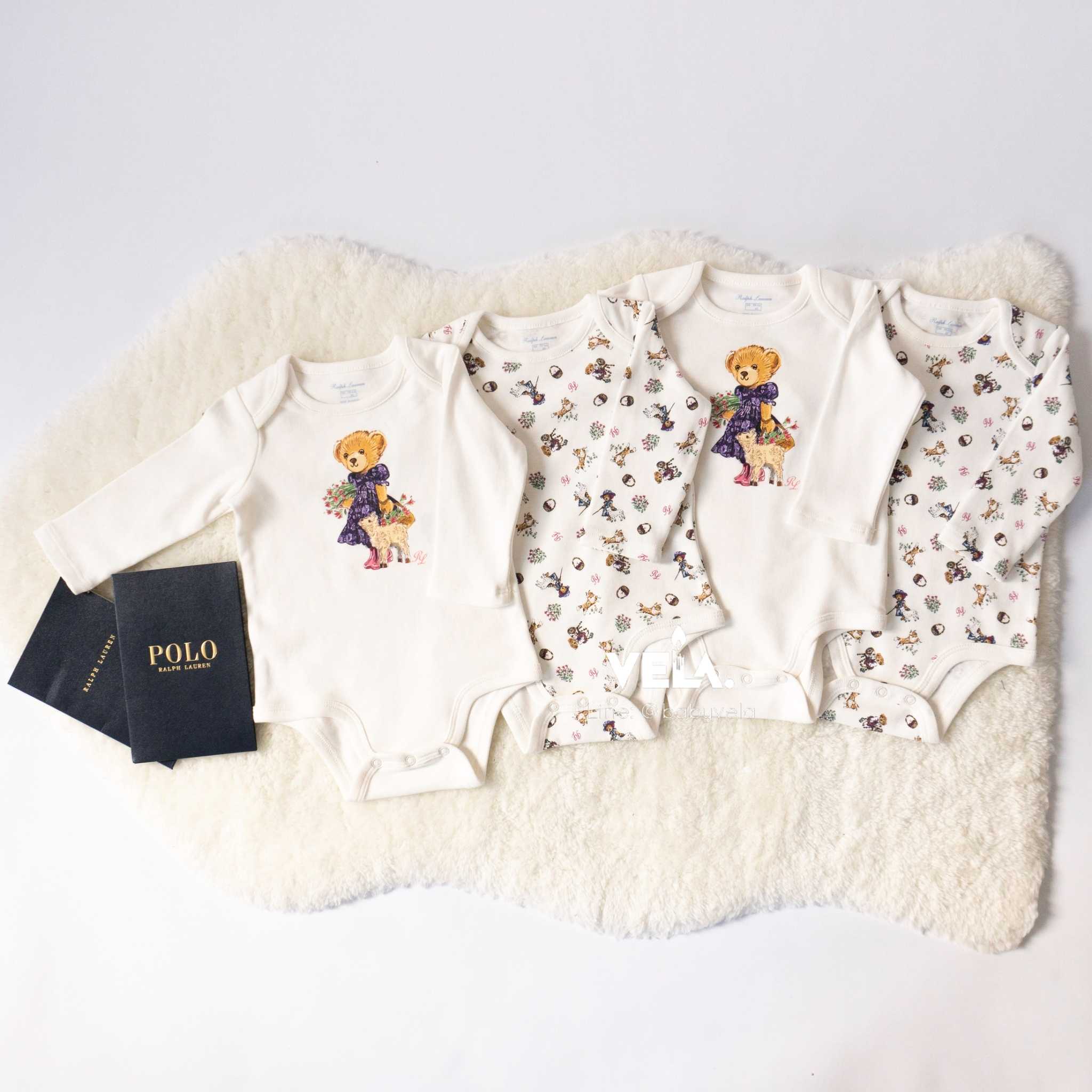 Polo Bear Cotton Bodysuit 2-Pack (Girl Bear/Nevis)