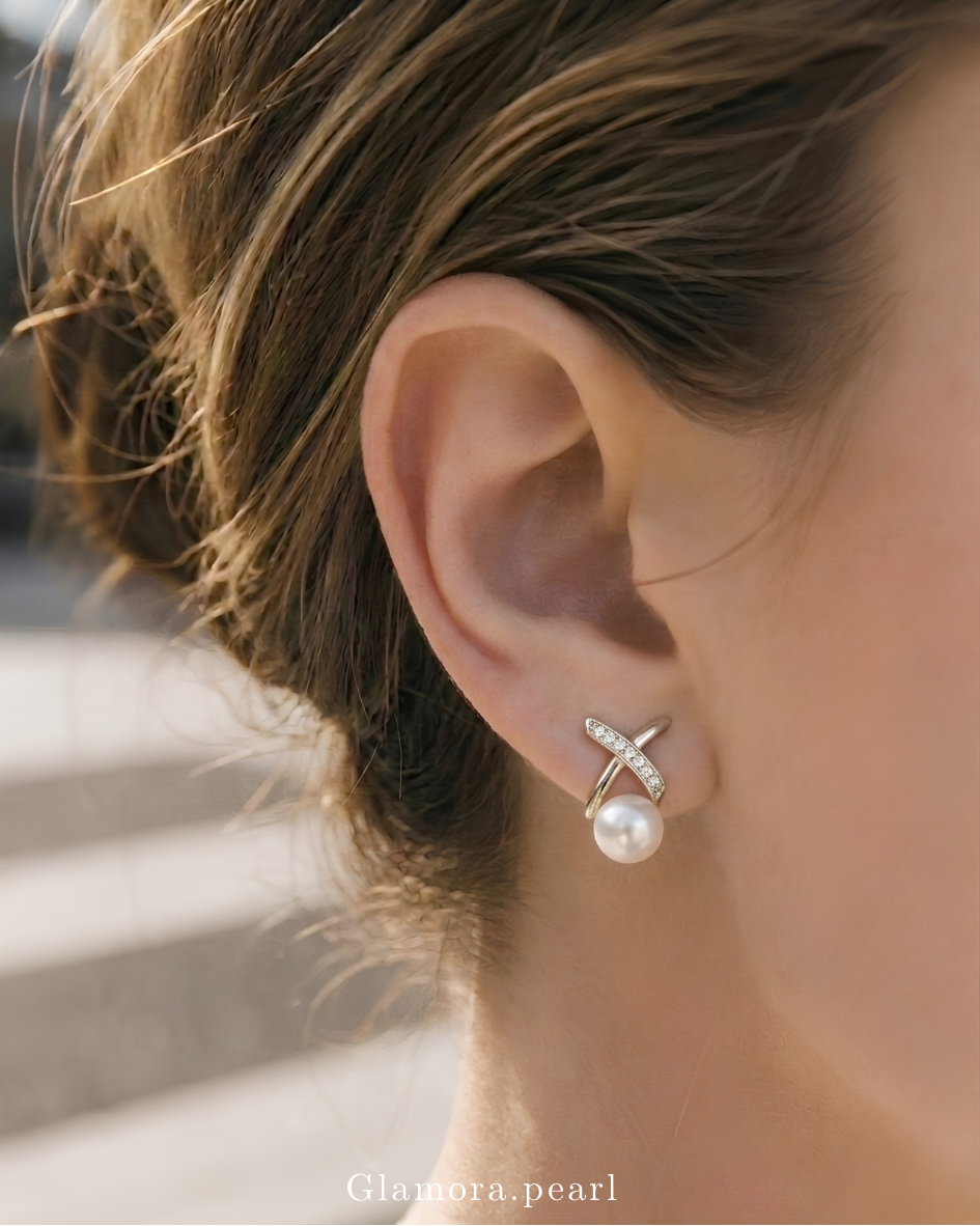 E12 The Ivy Cross Pearl Earrings