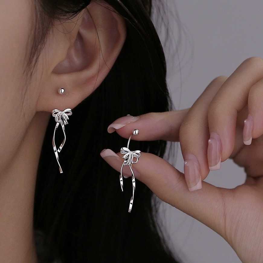 [พร้อมส่ง] ⛓️ ต่างหูโบว์  ใส่ได้ 2 แบบ น่ารักมาก 🎀 | QE009