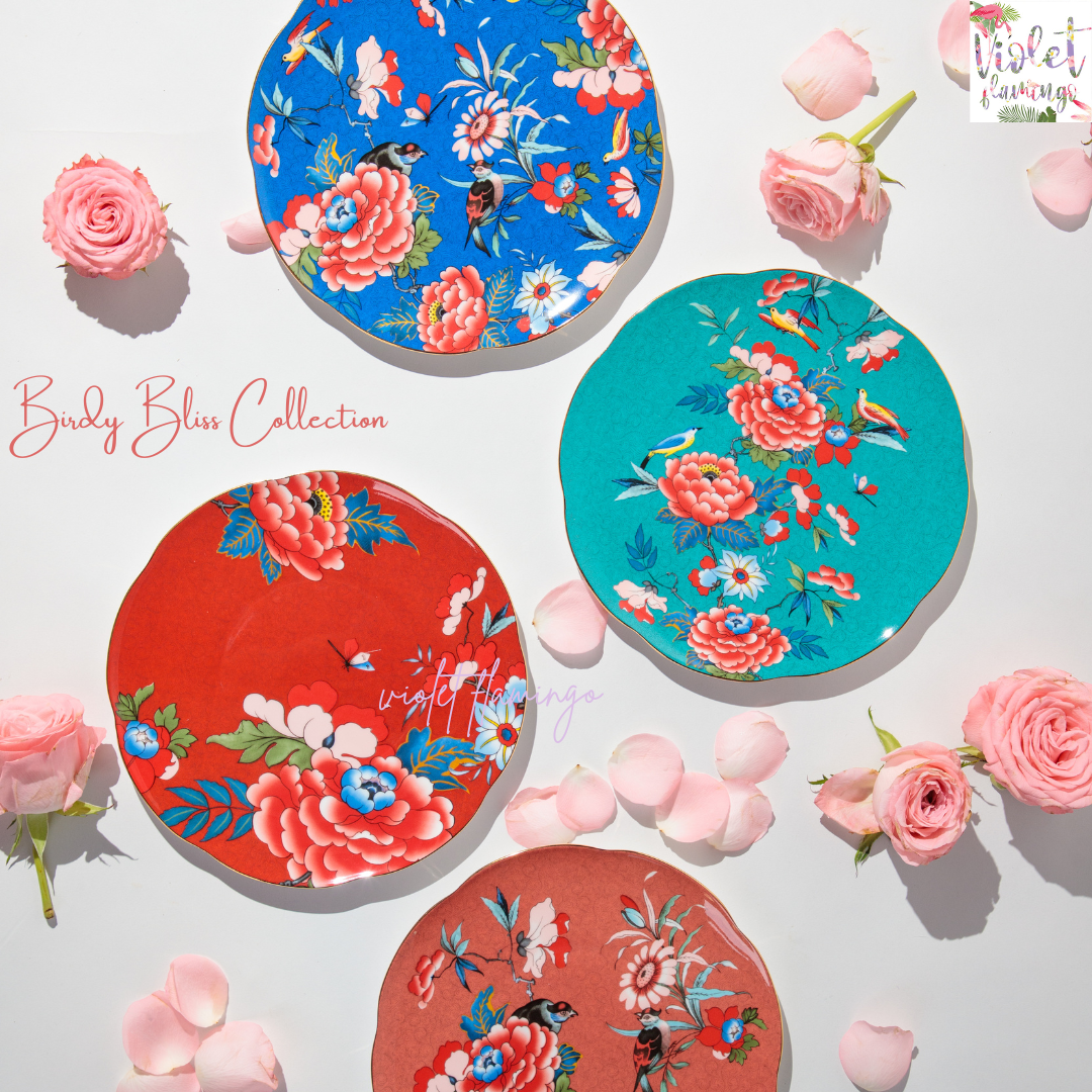 ชุดจาน Birdy Bliss จานขนม 4 ใบ 4 สี มาพร้อมกล่องของขวัญและถุงกระดาษอย่างดี จานแบรนด์ Wedgwood