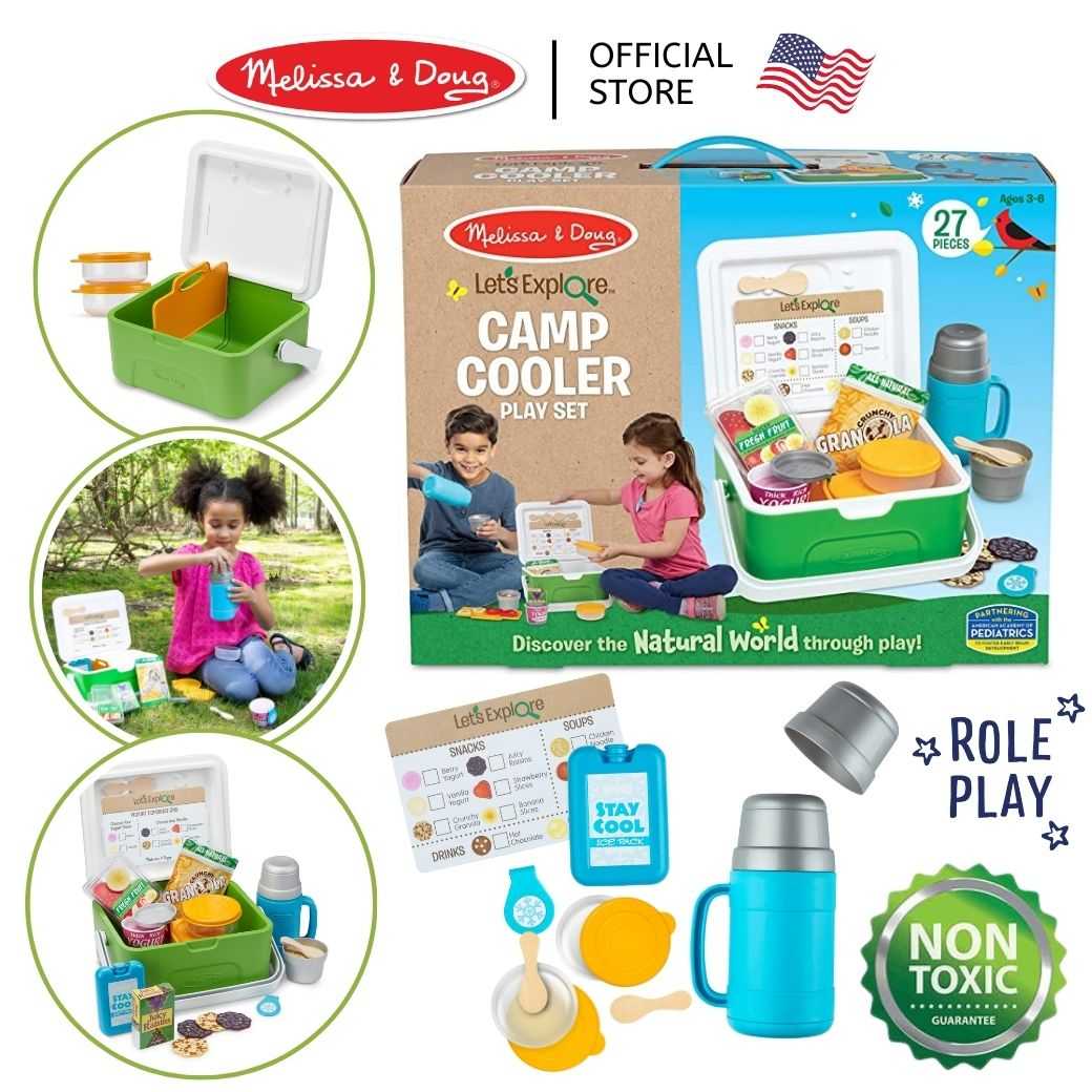 (ของเล่น USA) ของเล่นแคมป์ปิ้ง คูลเลอร์ปิคนิค Let's Explore Camp Cooler Melissa & Doug 30800 ครบเซ็ท