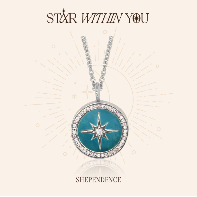 สร้อยคอสเตลล่าล็อคเก็ตลายหินอมาโซไนต์  S925(Stellar Amazonite Locket Necklace)