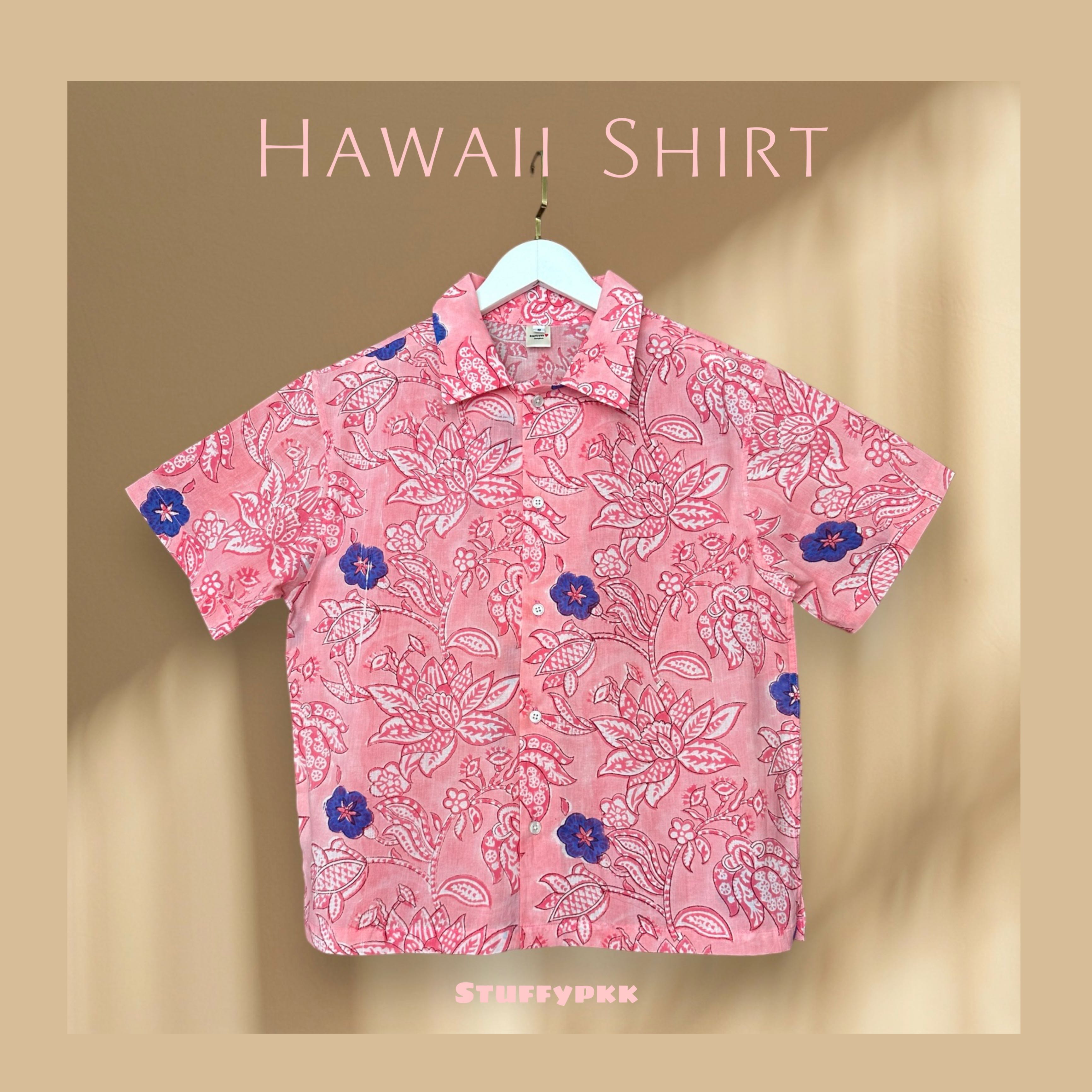 𝐇𝐚𝐰𝐚𝐢𝐢 Shirt สีชมพูดอก น้ำเงิน🧵