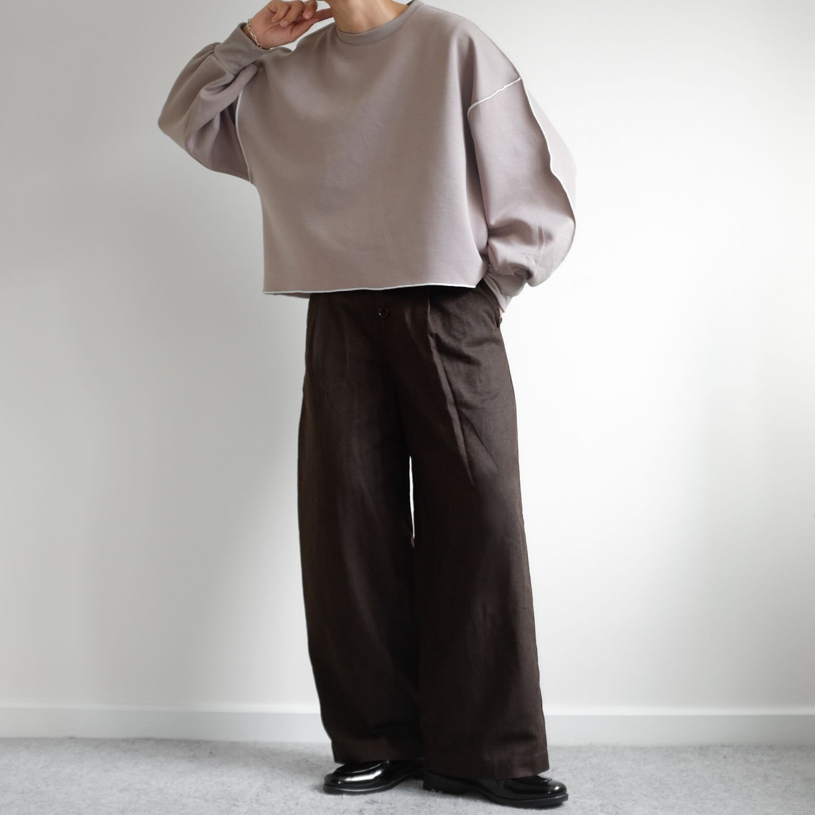 SLOBE Relaxed Cropped Oversized Wide Legs Pants 