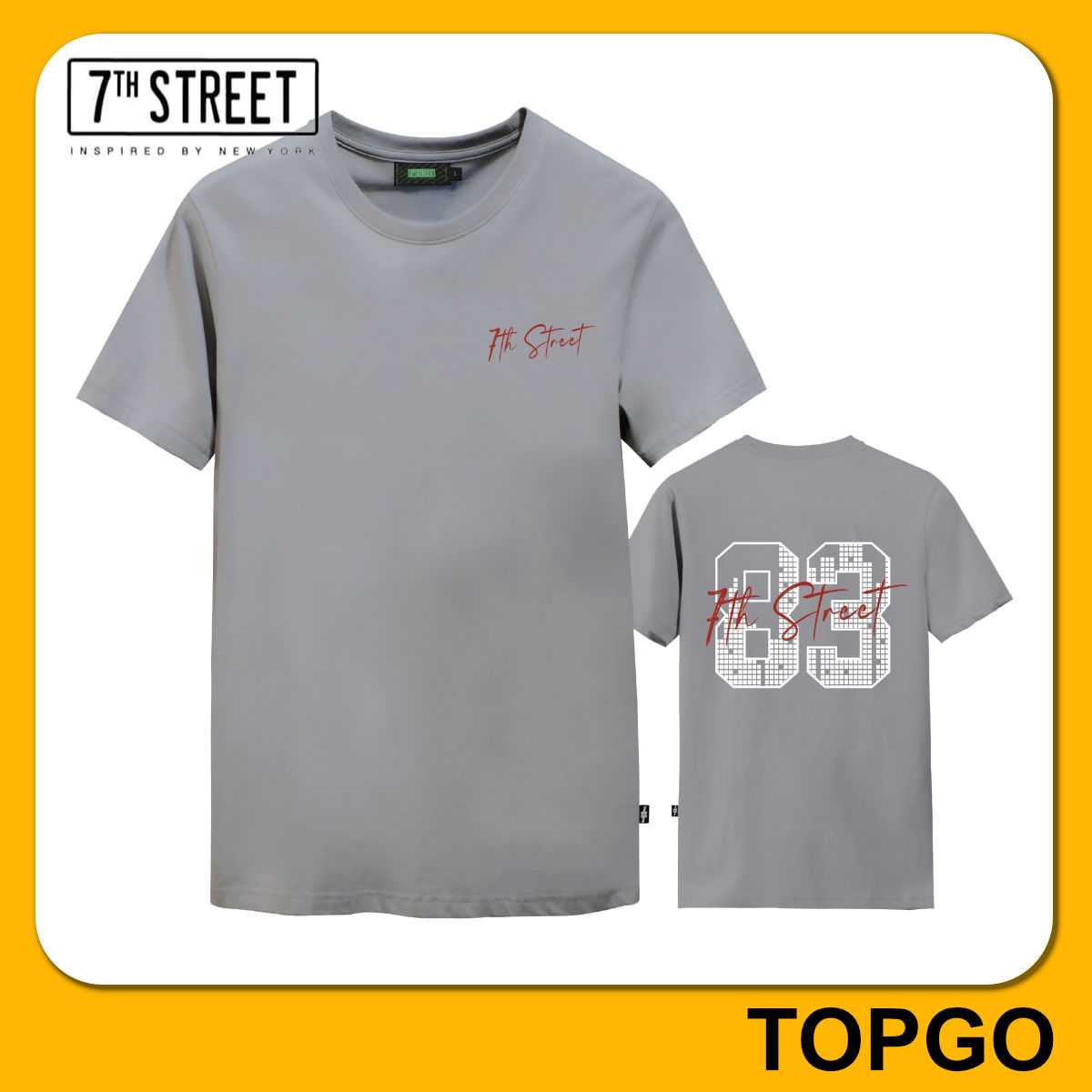 7th Street (ของแท้) เสื้อยืด แขนสั้น เสื้อยืดแนวสตรีท รุ่น NUM (เทา) NUM103
