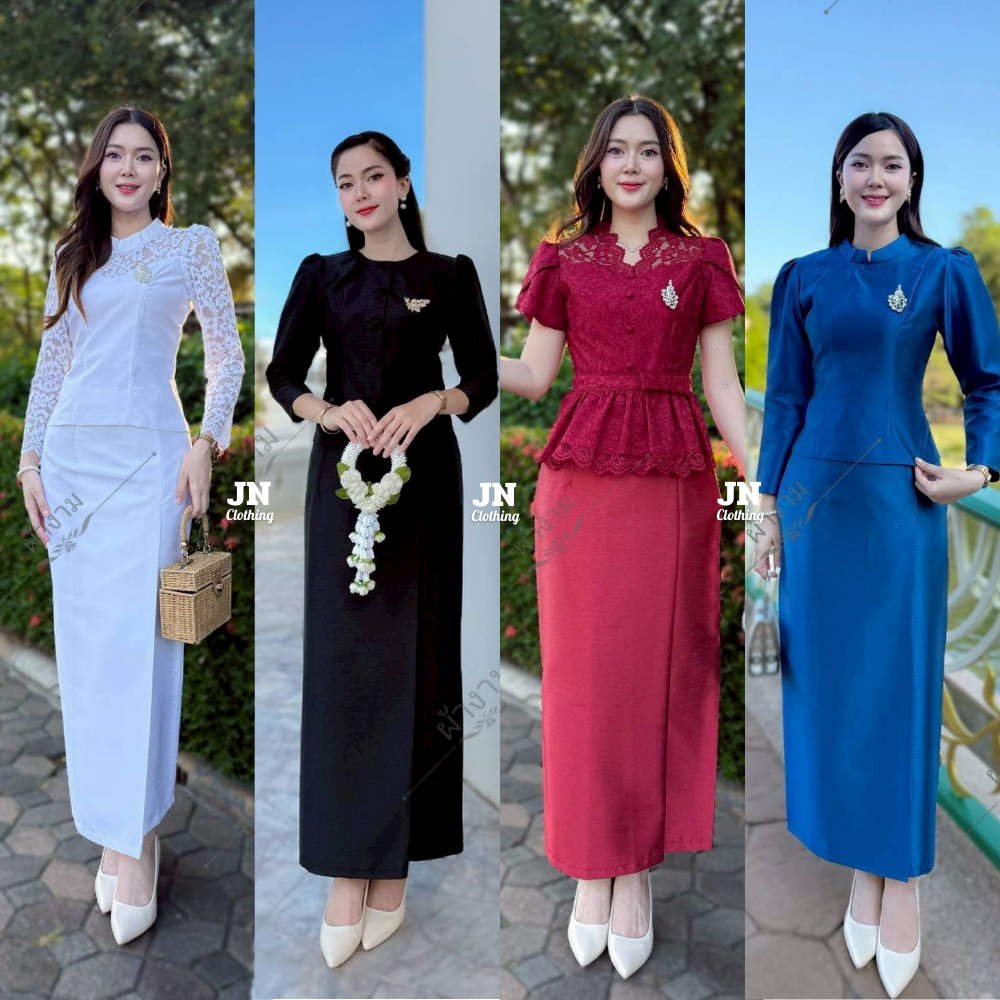 ✨ผ้าถุงสำเร็จ ผ้าไหมสี่เส้น ผ้าถุงสำเร็จแบบป้ายซิปหลัง มี SIZE S-3XL อัดกาว สวยมาก