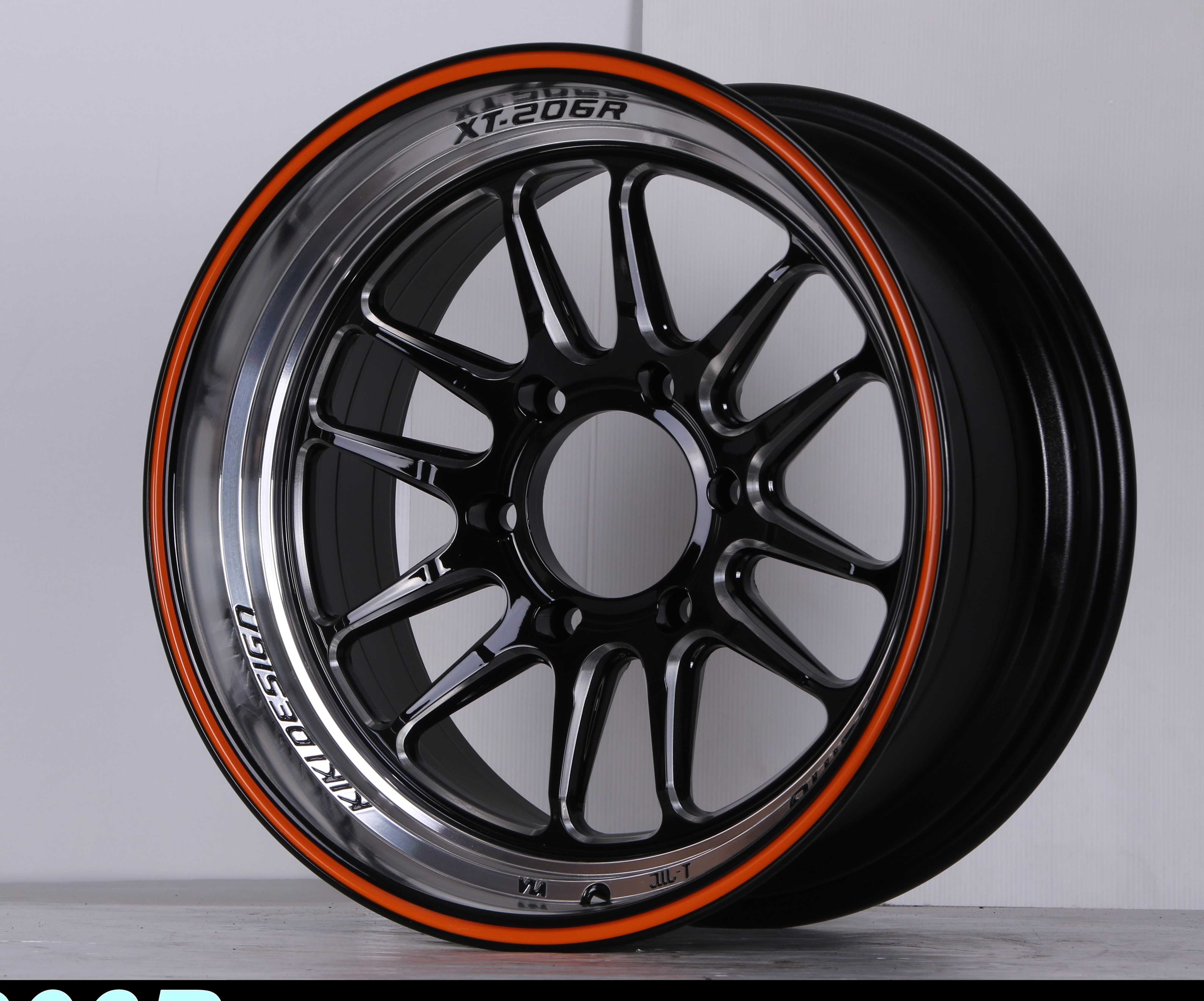 แม็กซ์ XT-206R 17X8.0 6X139.7 ET30CB.106/101 J/B(MS)/DI/JOR (สีดำขอบเงาเส้นขอบส้มCNCข้างก้าน)