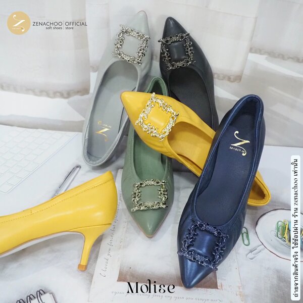 ทรงปกติ เปลี่ยนไซส์ได้-ไม่รับคืน รุ่นขายดี Zenachoo Molise สูง 2 นิ้ว รองเท้าหนังแกะแท้ หัวแหลมหน...