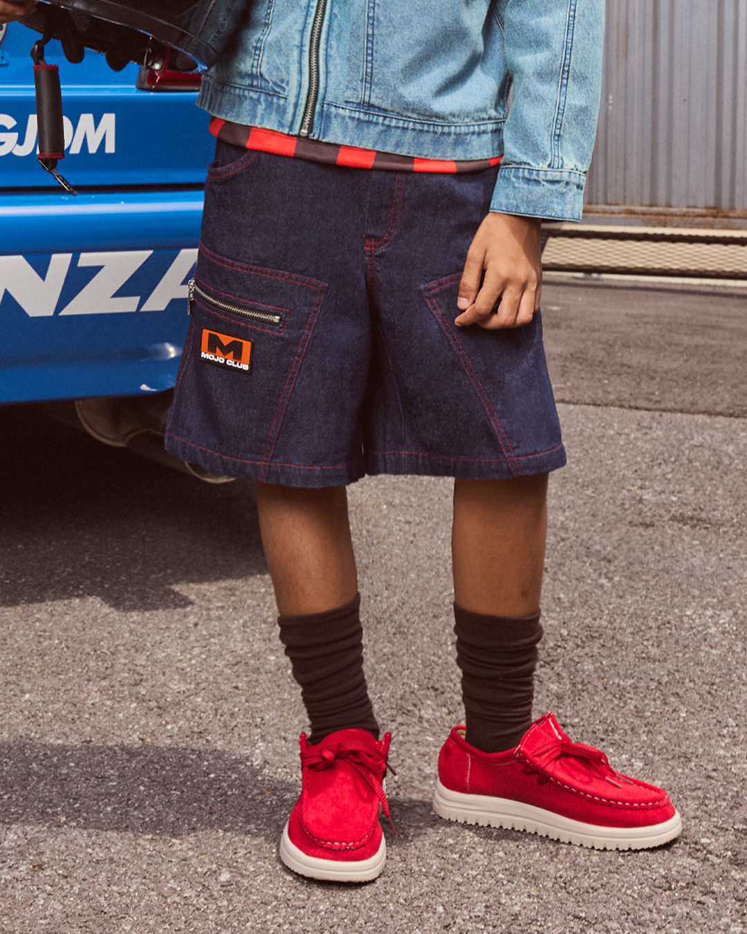 (Look8) Redline Denim Shorts