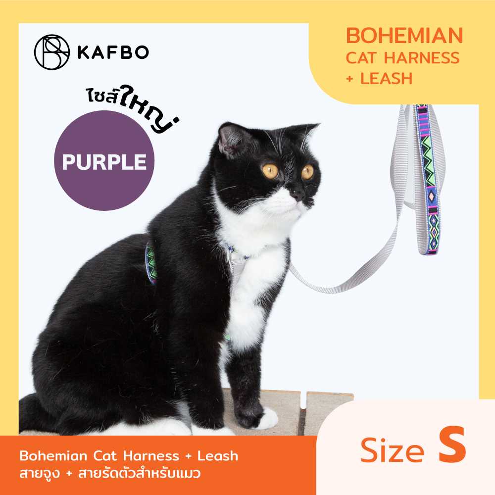 Cat Harness + Leash (S) - Bohemian Purple