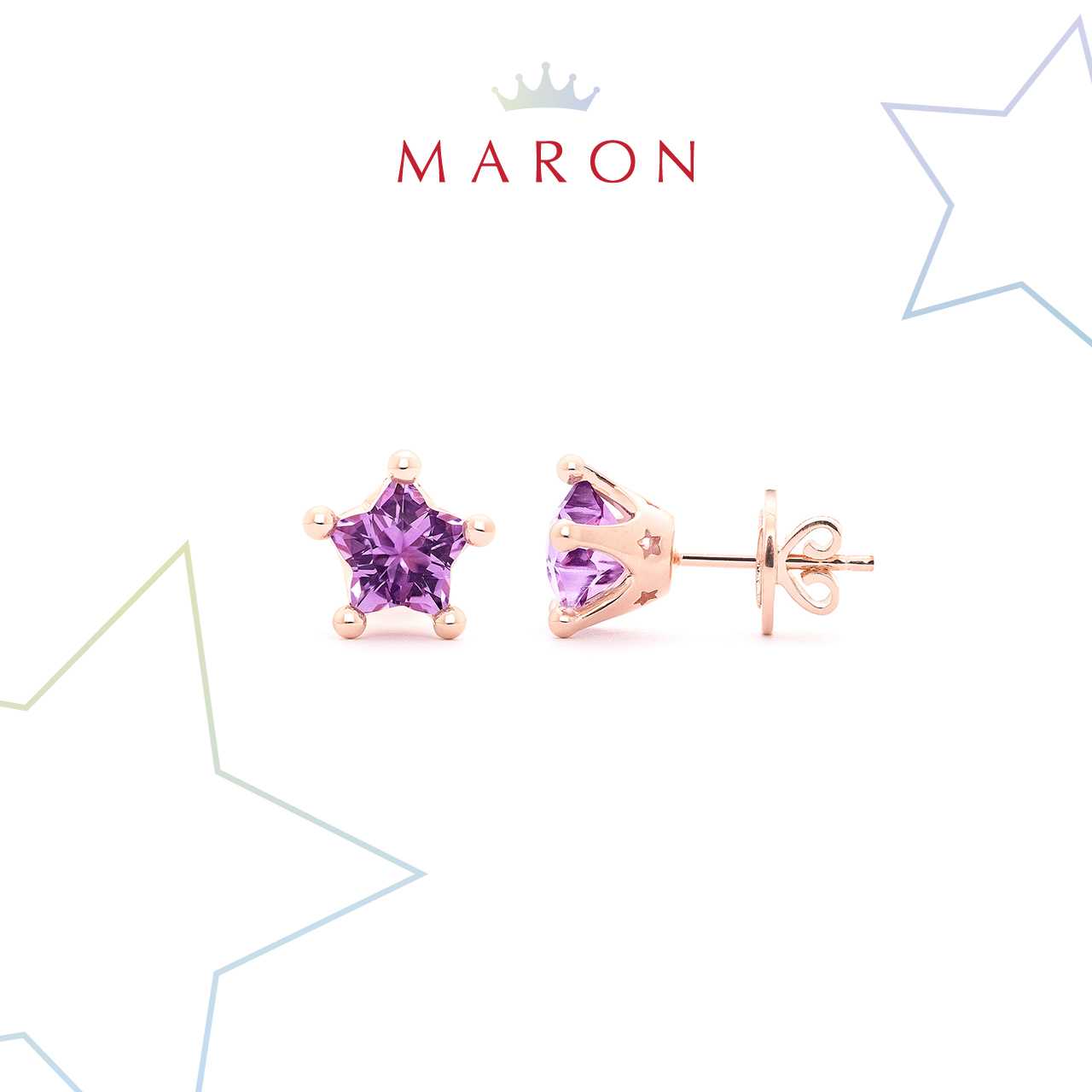 Little Mythical Stars Earring with Amethyst
