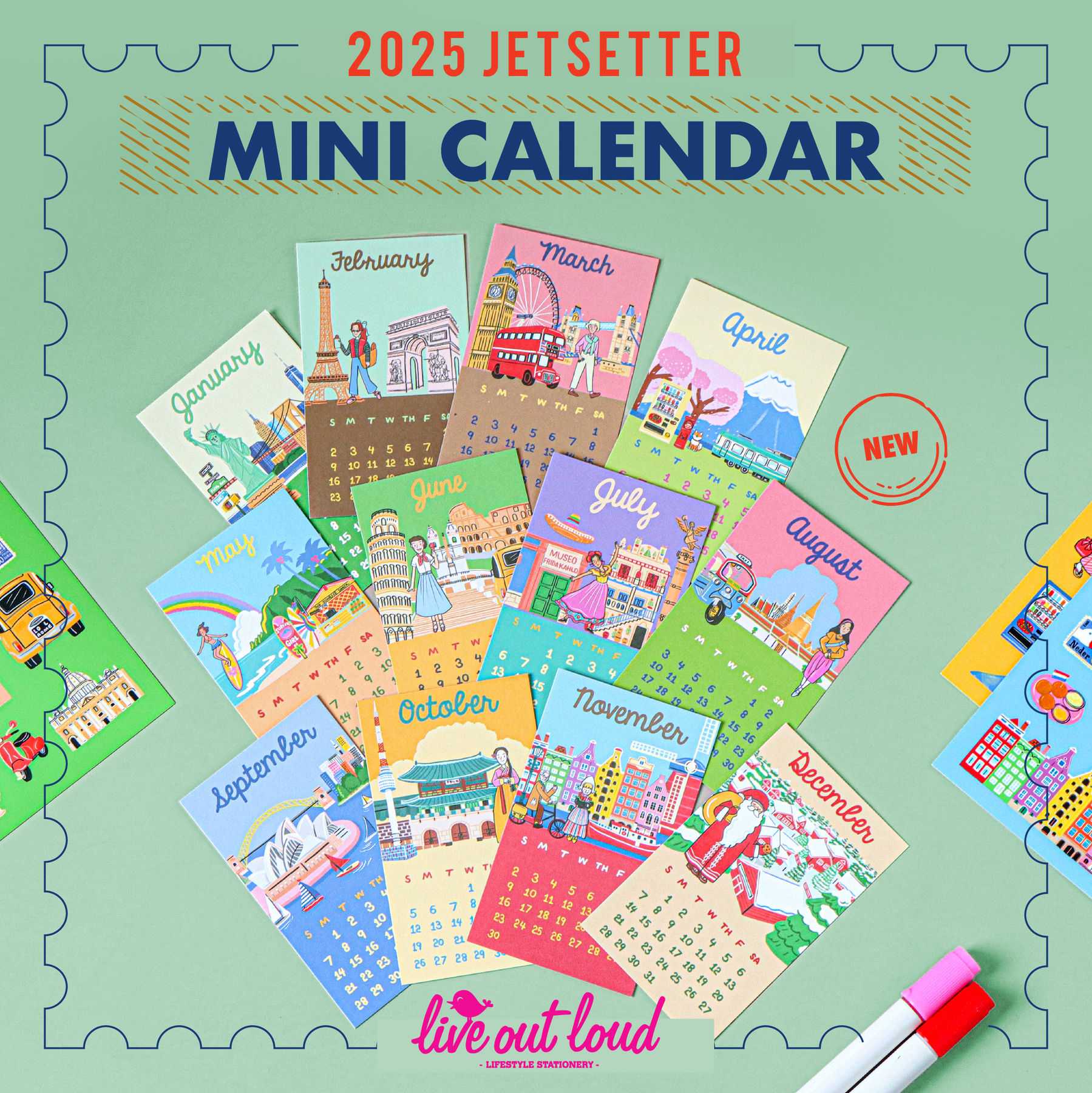 2025 Jetsetter Mini Calendar (Live Out Loud x LMOLMO) ปฏิทินขนาดจิ๋วสำหรับตกแต่ง