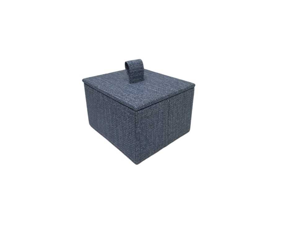 Box, PU Linen embossed, Blue, M