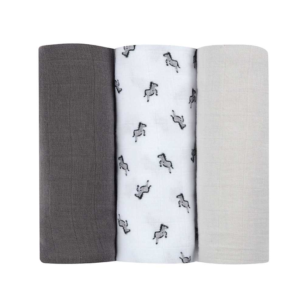 BEABA ผ้าอ้อมเอนกประสงค์ Pack of 3 Muslins Organic Cotton - Savanna Grey
