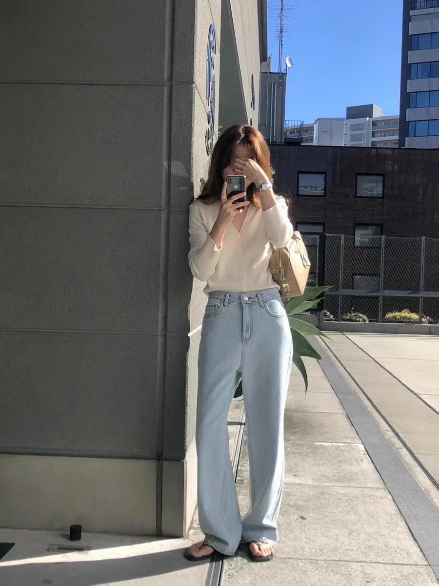 Ounce🇰🇷Made in Korea  Pre-order 10-15 day  high waist slim light blue jeans 