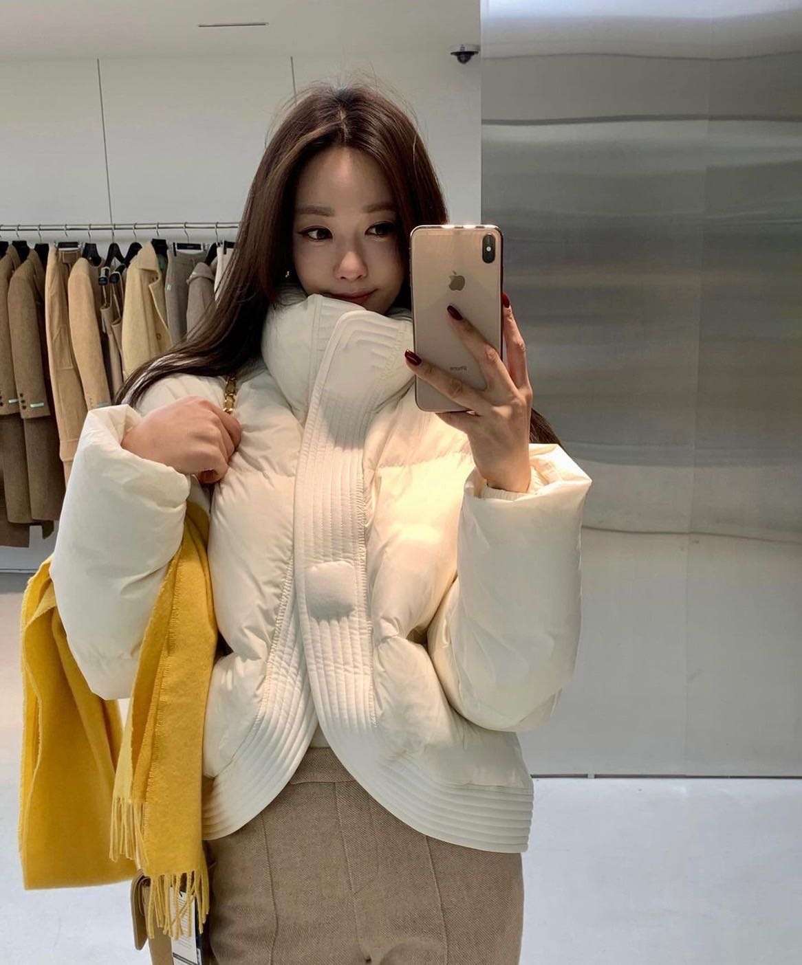 SOLID FLUFFY COTTON DOWN JACKET 