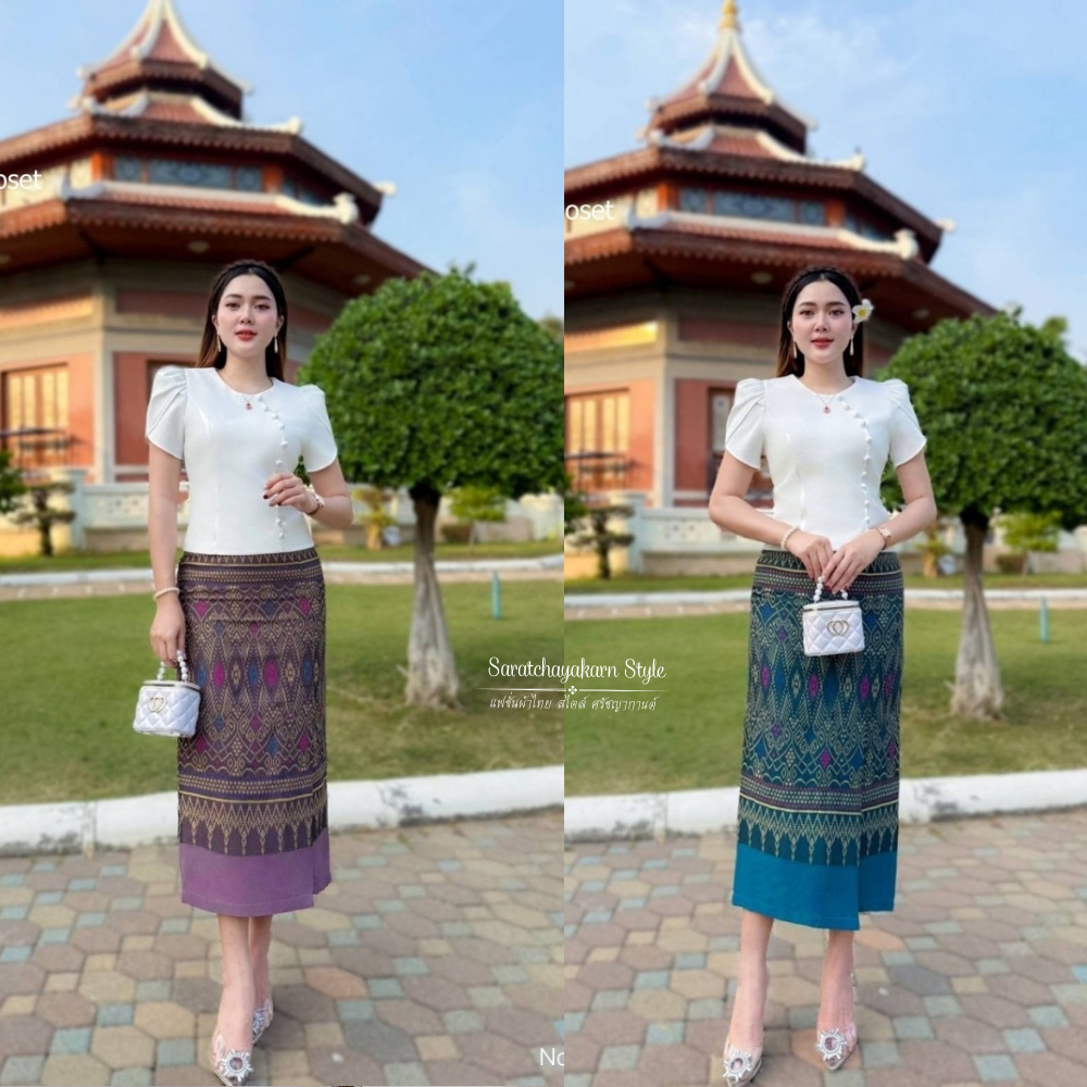 ผ้าถุงสำเร็จ เนื้อผ้าฝ้ายทอลาย งานป้ายสำเร็จซิปข้าง อัดกาว งานเรียบร้อยสวยงามอย่างไทยสุดๆ