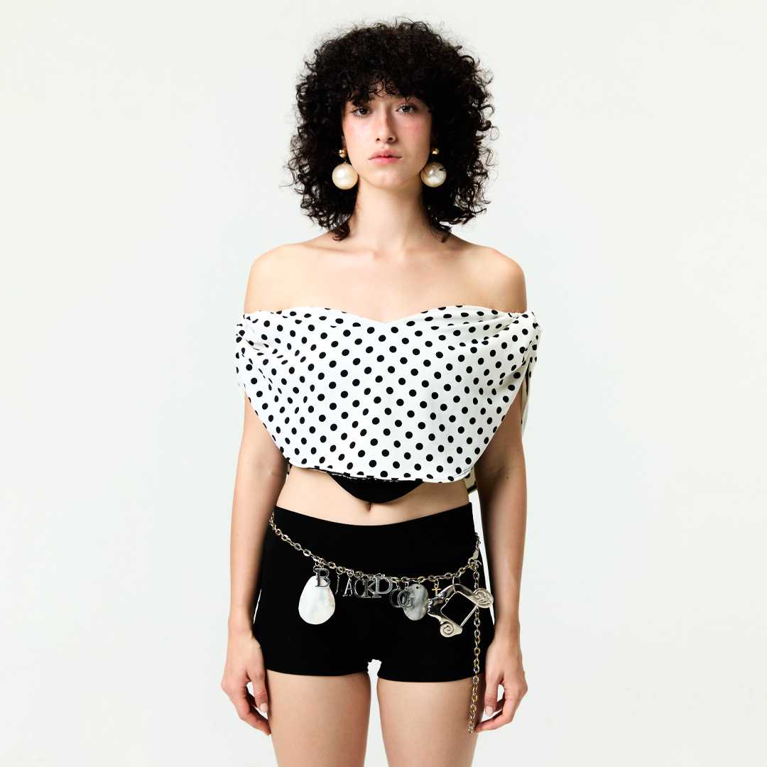 BLACKDOG BKK - SS2528 - Polka dot off-shoulder - เสื้อเปิดไหล่ลายจุด