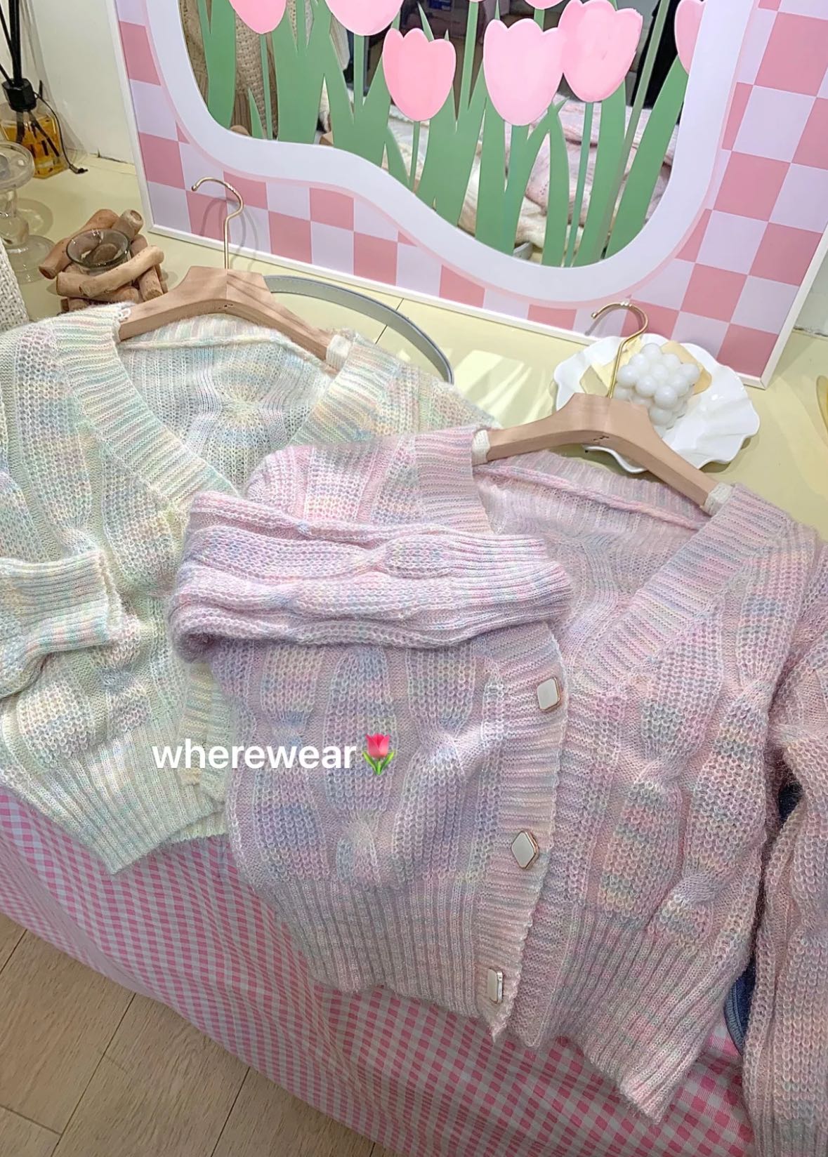 เสื้อคลุมคาร์ดิแกนกระดุมแกะออกได้ งานพาสเทลละมุนๆ