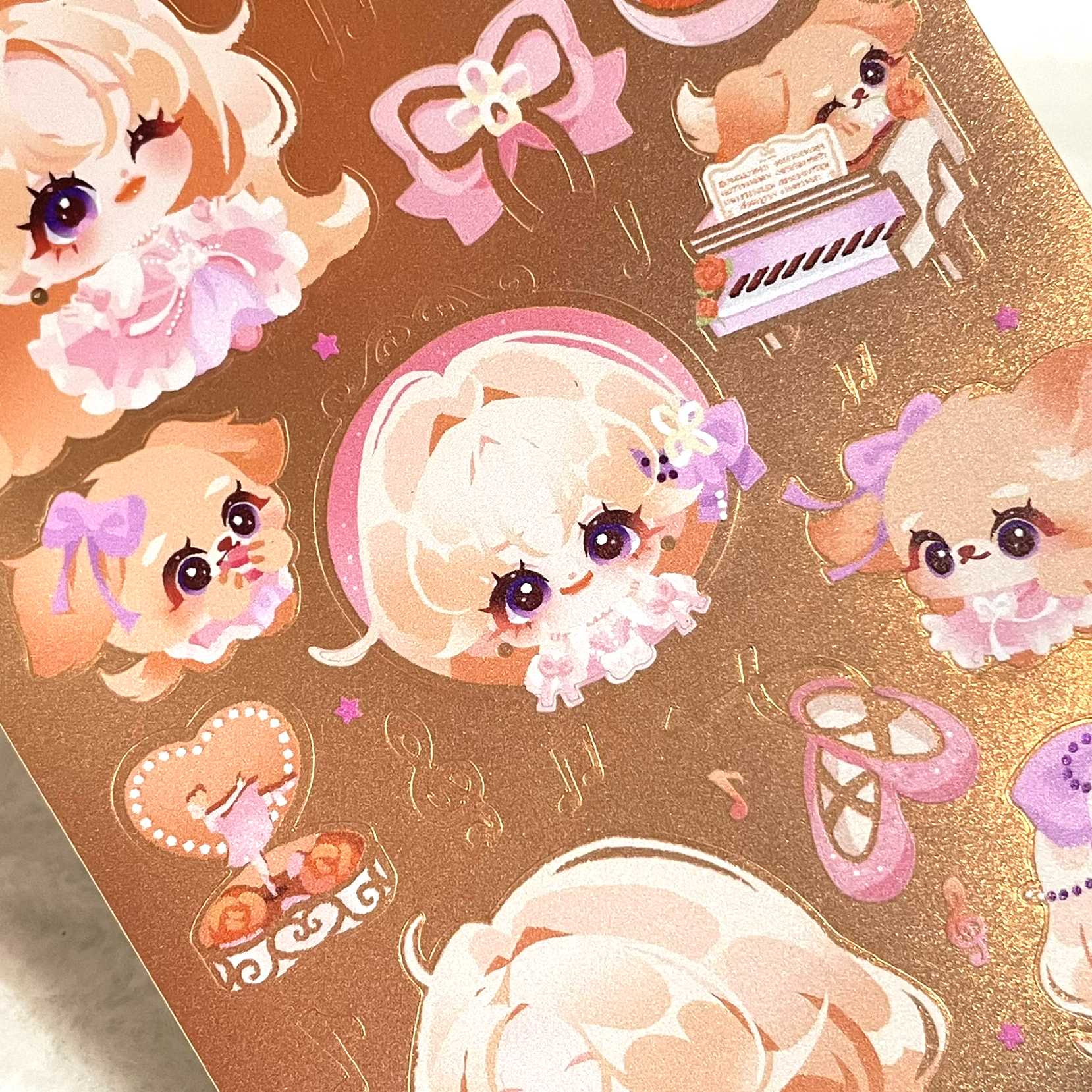 little blond lady & golden | metallic sticker