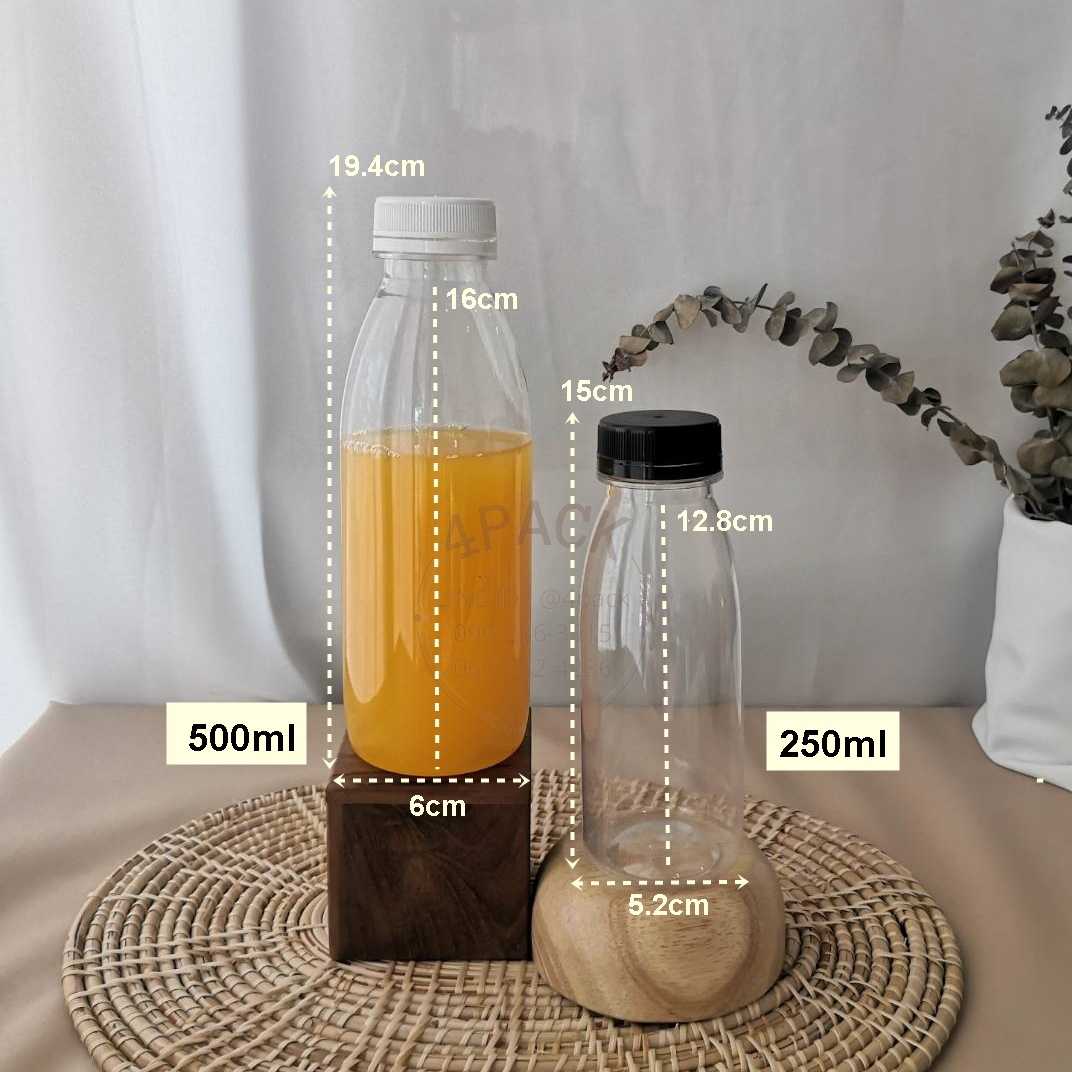 ขวดพลาสติกPETใส รุ่นD38 ทรงกลมขนาด 250ml ,500ml