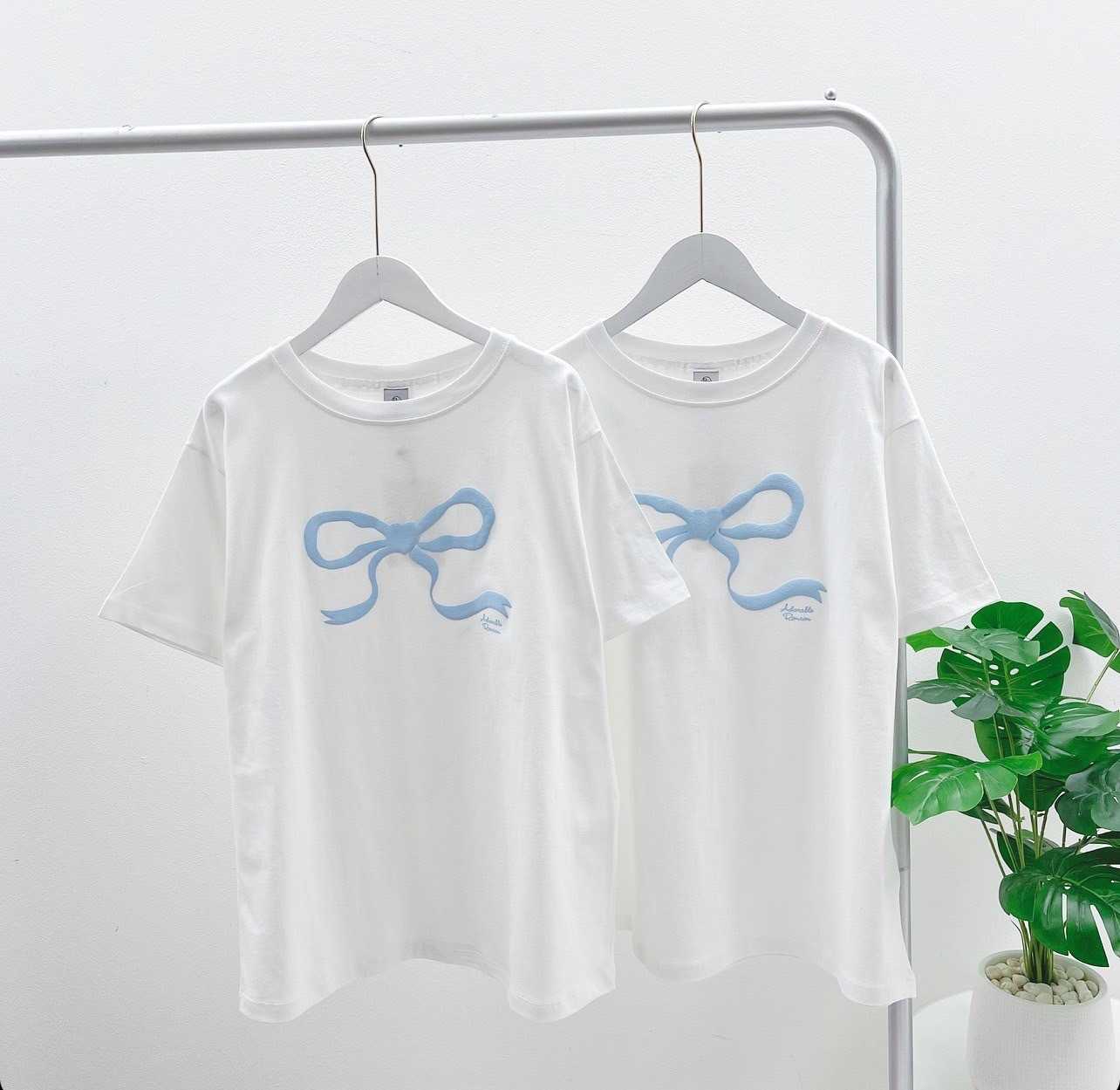 Ronron Ribbon BasicT-Shirt (White/ Blue)