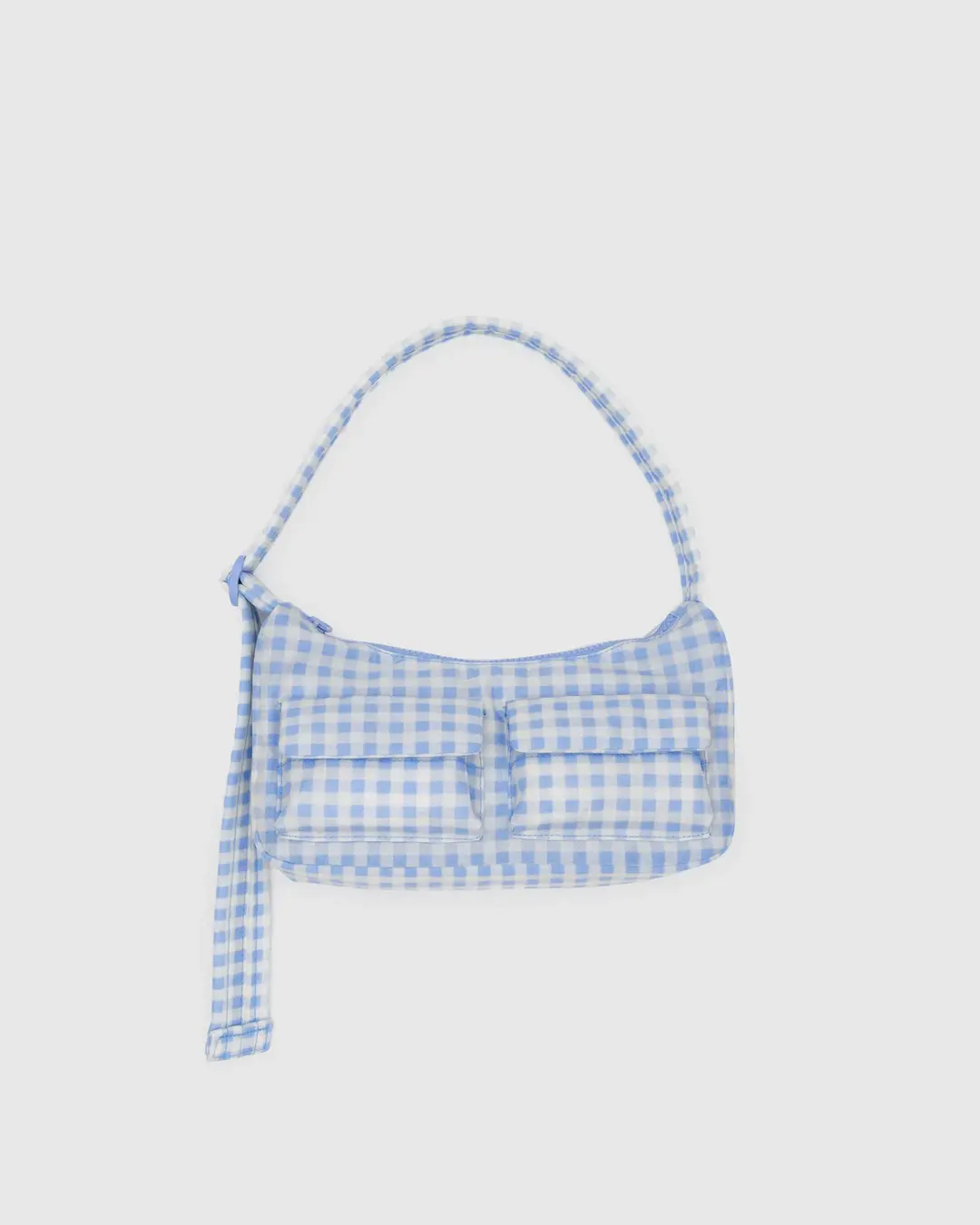 BAGGU Cargo Shoulder Bag - Light Blue Gingham