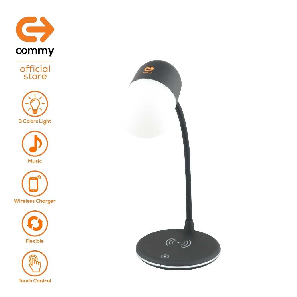 COMMY Lamp 3in1 ไฟ LED 3 ระดับ มีลำโพง และแท่น Wireless Charge