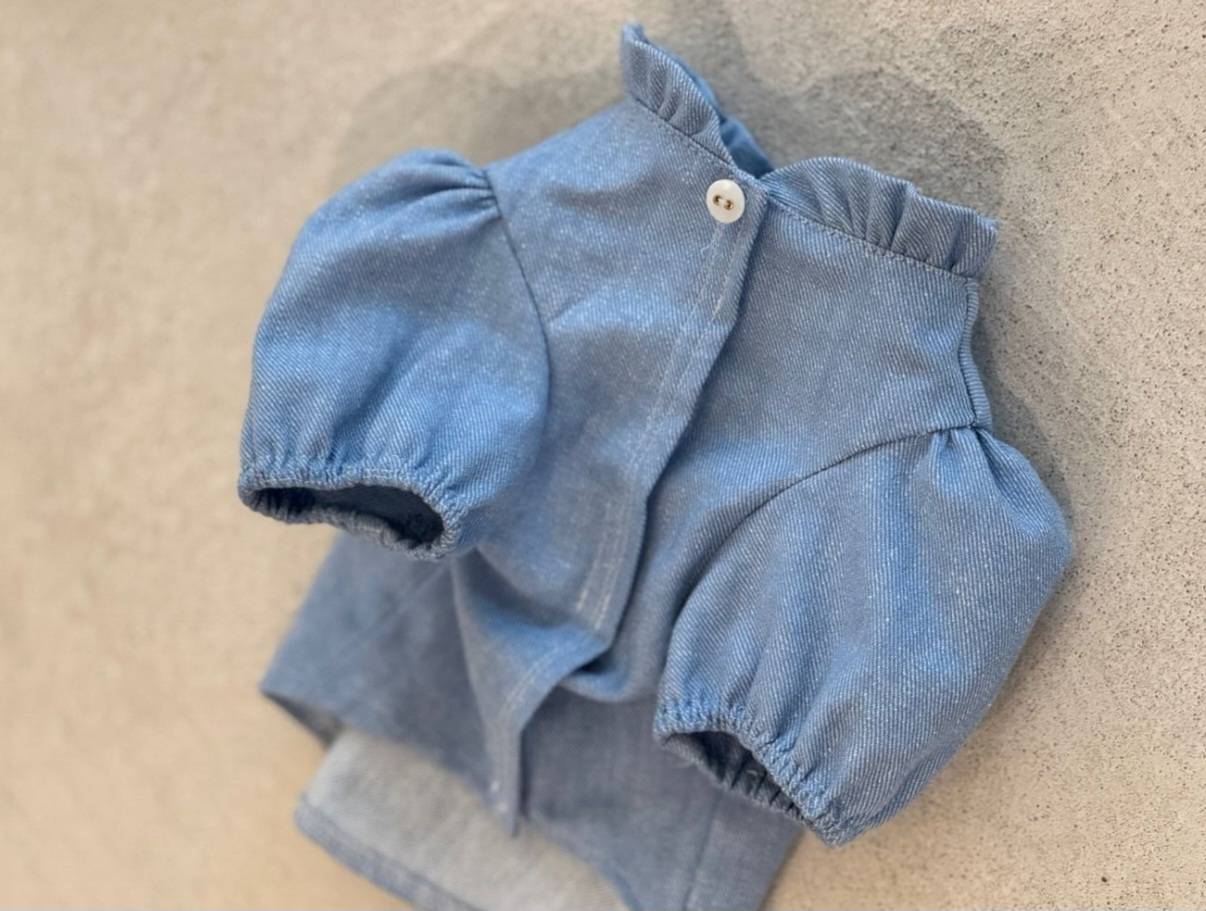 Lorelei (L) Denim sophia puff blouse