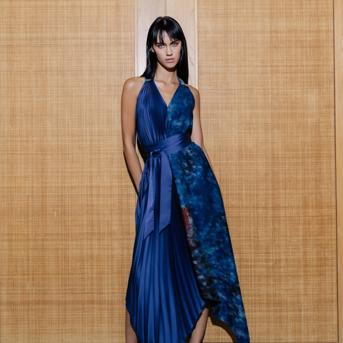 Eva Dress Thai silk tie dye - Midnight Blue (E8)