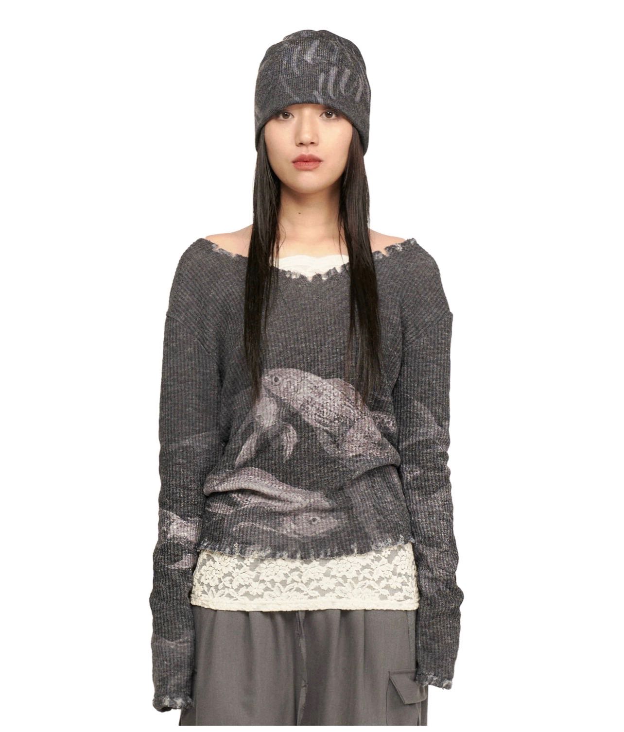 Knitted top with chocker เสื้อแขนยาว+โช๊คเกอร์