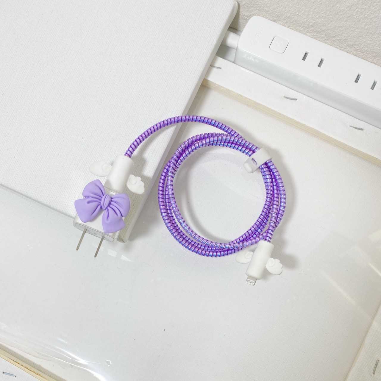 ชุดถนอมสายชาร์จ 5W : โบว์สีม่วง/ชมพู